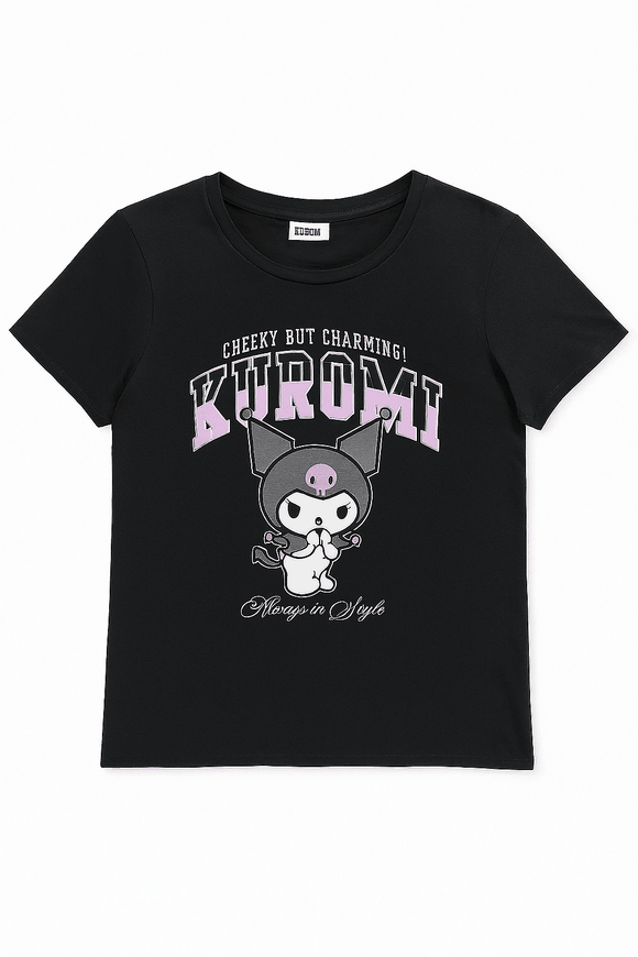 Black Kuromi Printed T Shirt Nawao.com