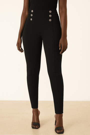 Black Leggings With Buttons Nawao.com