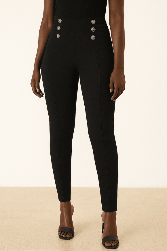 Black Leggings With Buttons Nawao.com