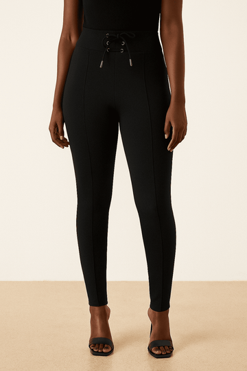 Black Leggingss With Corset Detail Nawao.com