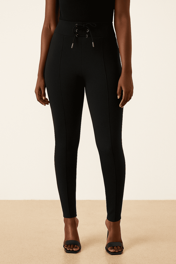 Black Leggingss With Corset Detail Nawao.com