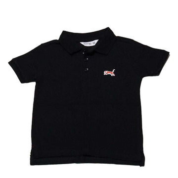 Black Mandarin Collar Polo Shirt Nawao.com
