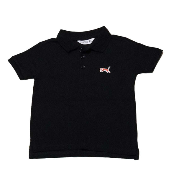 Black Mandarin Collar Polo Shirt Nawao.com