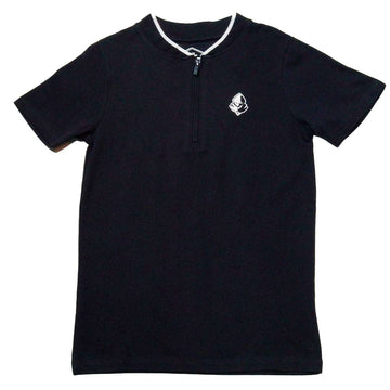 Black Mandarin Collar Zipneck Polo Nawao.com