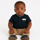 Black Mandarin Pique Polo Nawao.com