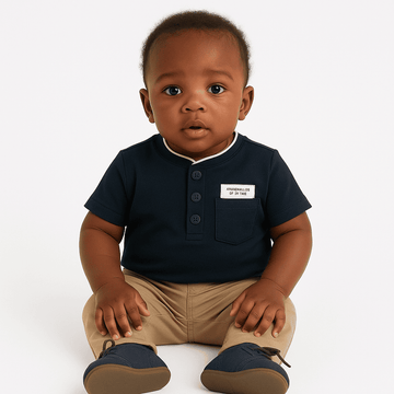 Black Mandarin Pique Polo Nawao.com