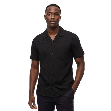 Black Mens Emb Casual Shirt Nawao.com