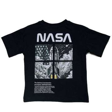 Black Nasa Front And Back Print T Shirt Black Nawao.com