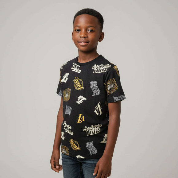 Black Over Size Aop La Lakers T Shirt Black Nawao.com