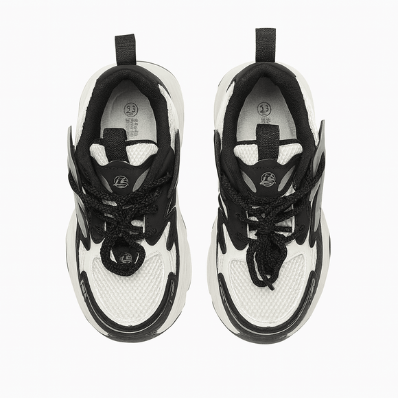 Black Overlayed Chunky Sneakers Nawao.com