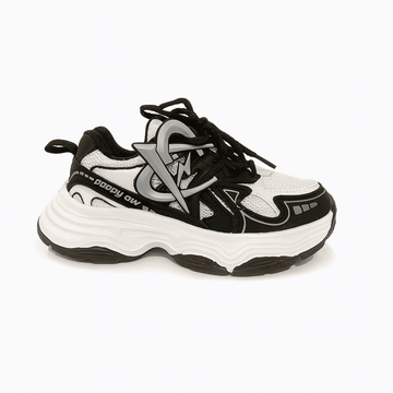 Black Overlayed Chunky Sneakers Nawao.com