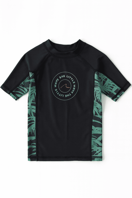 Black Palm Print Rash Guard T Shirt Nawao.com
