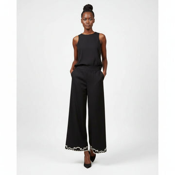 Black Pant With Embroidery Details Black Uk8 Nawao.com