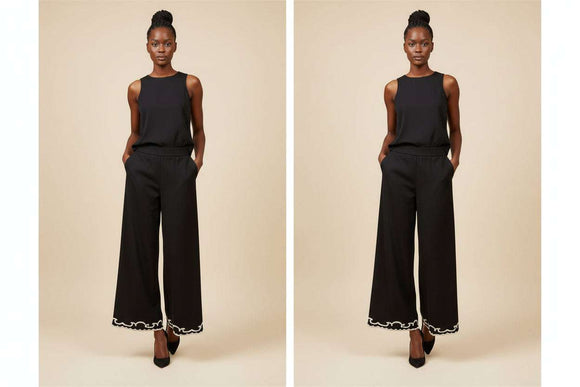 Black Pant With Embroidery Details Black Uk8 Nawao.com