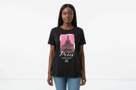 Black Paris Foil T Shirt Nawao.com