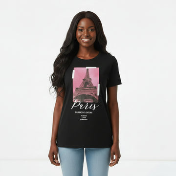 Black Paris Foil T Shirt Nawao.com