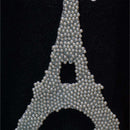 Black Paris Pearl Embellished T Shirt Nawao.com
