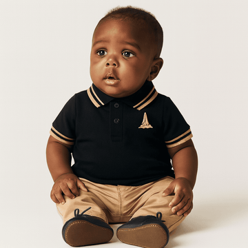 Black Pique Tipping Polo Nawao.com