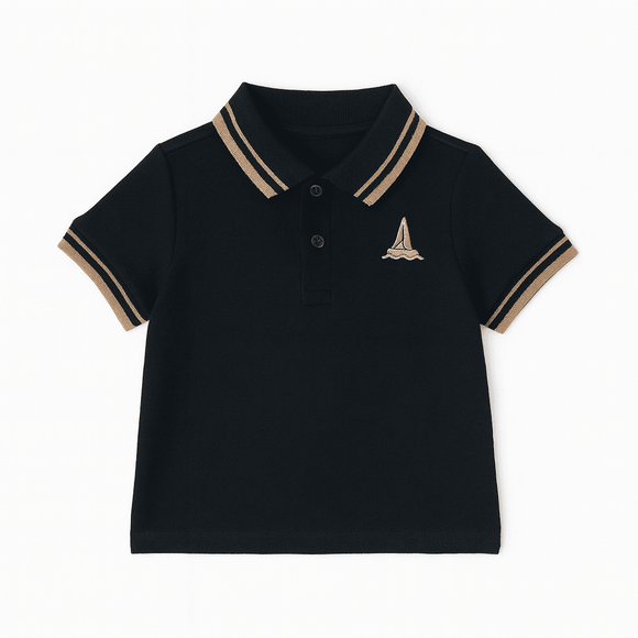 Black Pique Tipping Polo Nawao.com