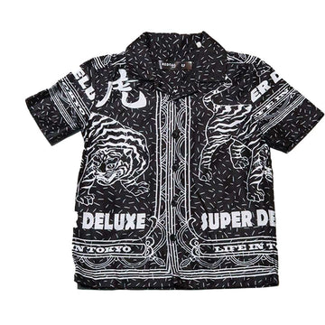 Black Placement Print Shirt Nawao.com