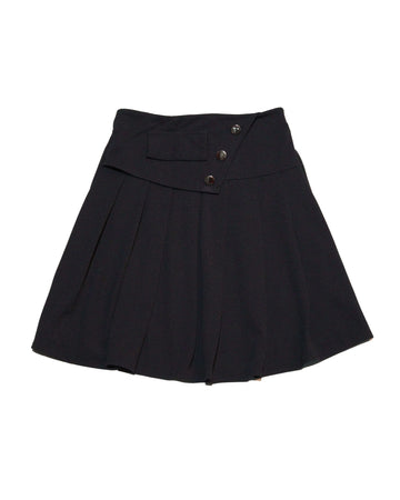 Black Pleated Skirts With Front Buttons Nawao.com
