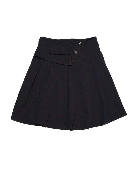 Black Pleated Skirts With Front Buttons Nawao.com