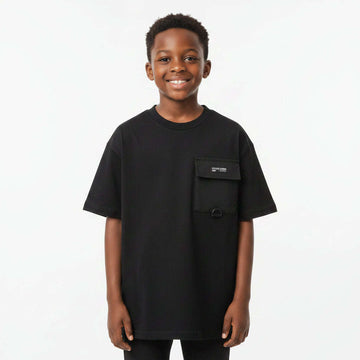 Black Pocket Crewneck T Shirt Black Nawao.com