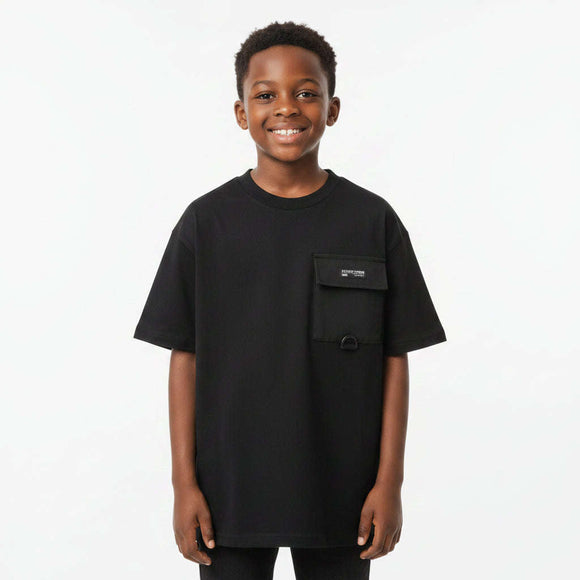 Black Pocket Crewneck T Shirt Black Nawao.com