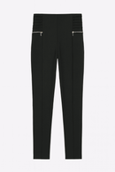 Black Ponti Side Zipper Detail Leggings Nawao.com