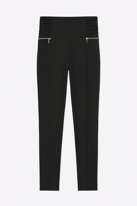 Black Ponti Side Zipper Detail Leggings Nawao.com
