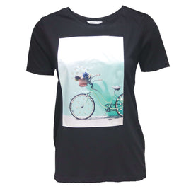 Black Print T-Shirt Nawao.com