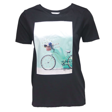 Black Print T-Shirt Nawao.com