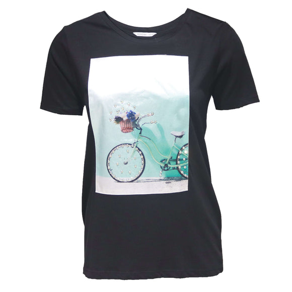 Black Print T-Shirt Nawao.com