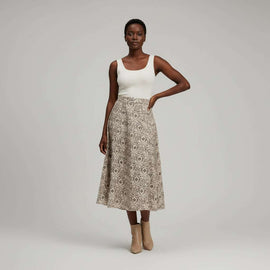 Black Printed Flare Skirt Nawao.com