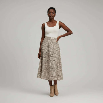 Black Printed Flare Skirt Nawao.com