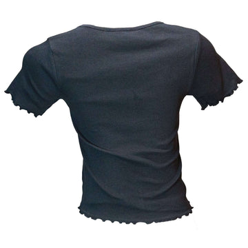 Black Printed Rib T Shirt Nawao.com