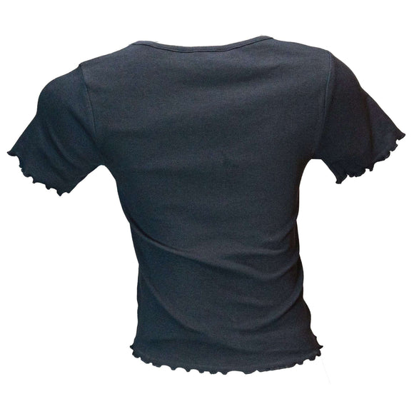 Black Printed Rib T Shirt Nawao.com