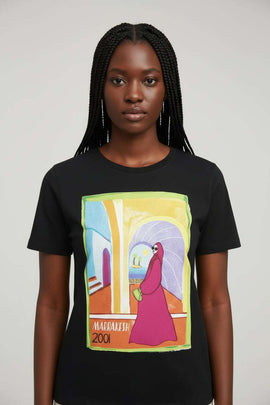 Black Printed T Shirt Nawao.com