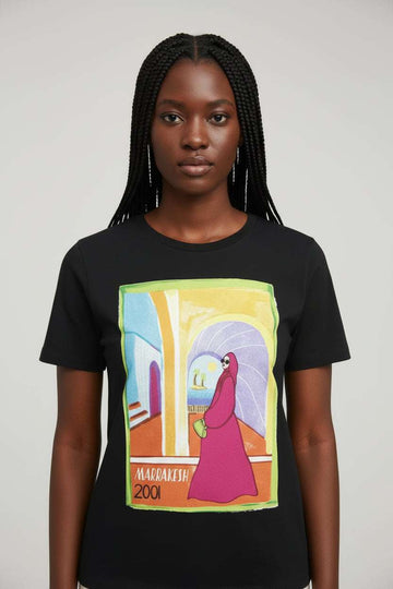Black Printed T Shirt Nawao.com