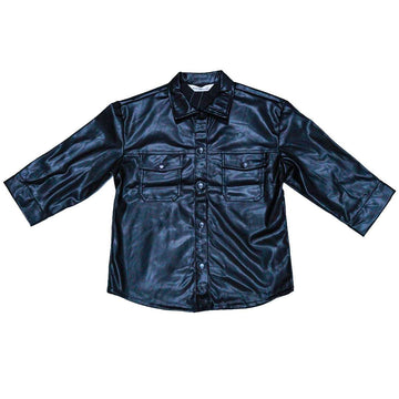 BLACK PU SHIRTS BLACK 11 12 YEARS Nawao.com