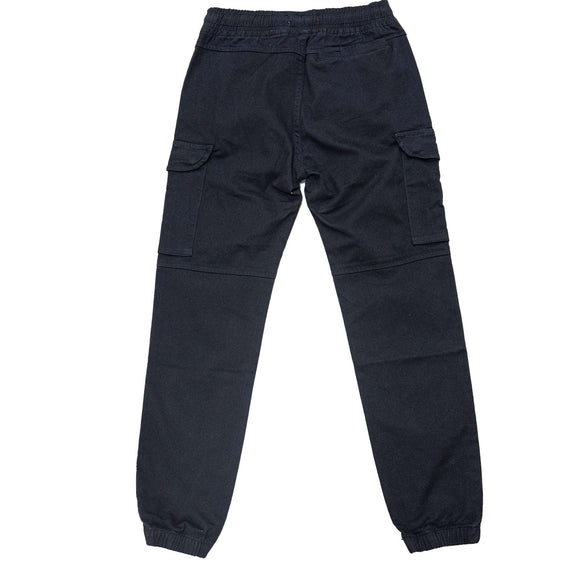 Black Pullon Cargo Casual Trouser Black Nawao.com
