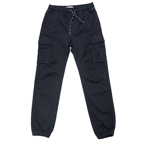 Black Pullon Cargo Casual Trouser Black Nawao.com