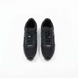 Black Quilt Lace Up Sneaker Black Nawao.com