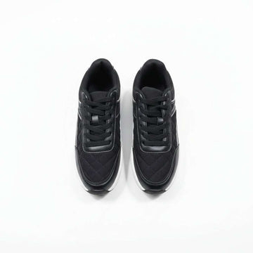 Black Quilt Lace Up Sneaker Black Nawao.com