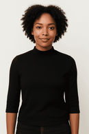 Black Rib Crew Neck T Shirt Nawao.com