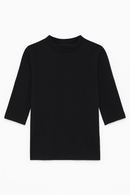 Black Rib Crew Neck T Shirt Nawao.com