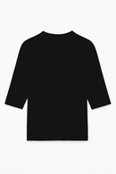 Black Rib Crew Neck T Shirt Nawao.com
