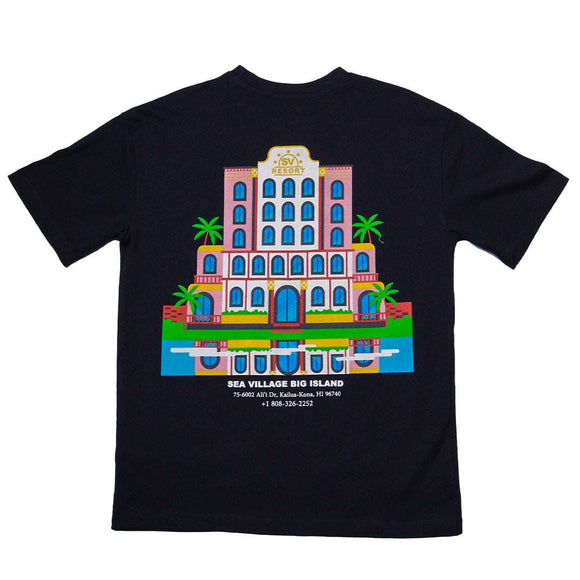 Black Seavillage City Place Front And Back Print Oversize Tee Nawao.com