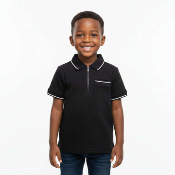Black Seersucker Polo Black Nawao.com