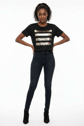 Black  Sequence  T Shirt Black Nawao.com